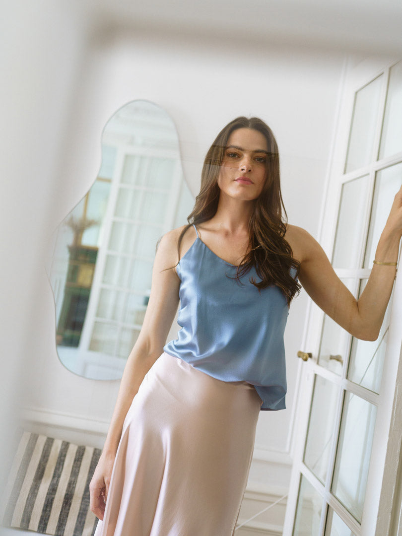 Blouse en soie à col asymétrique - Blanc - FEMME | H&M FR
