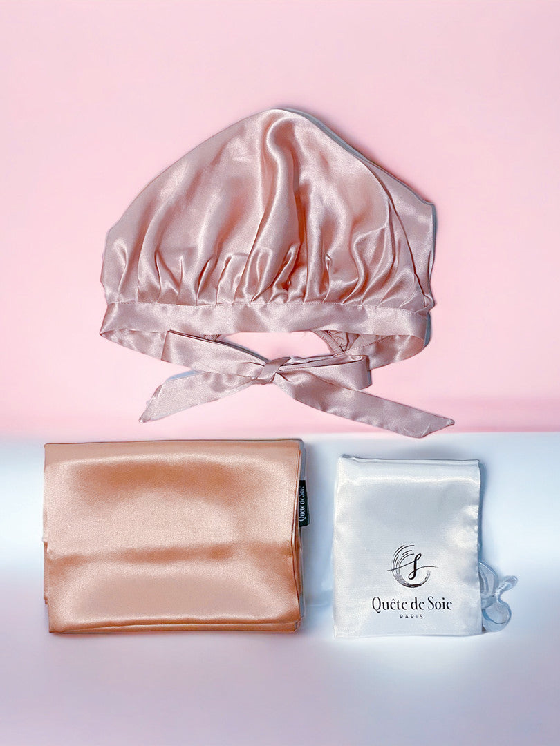 Bonnet Rose +Taie 5176 Rose poudré