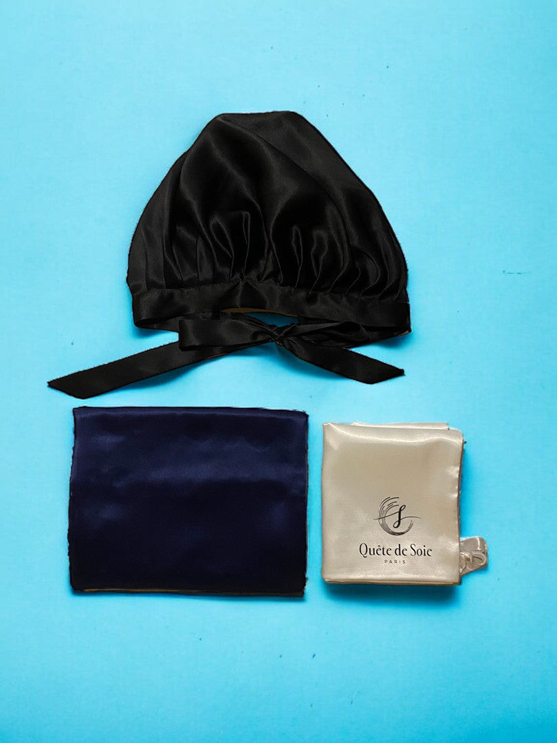 Bonnet Noir+ Taie Bleu Marine 40X60cm