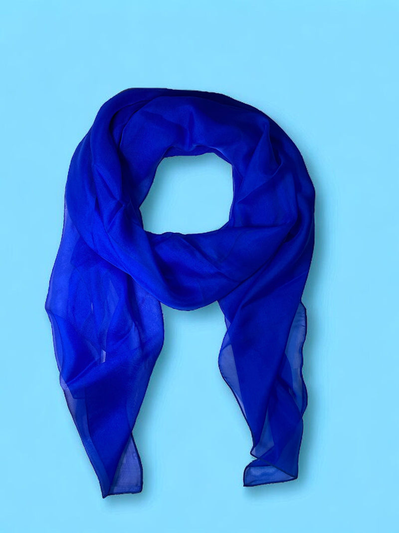 Etole en mousseline de soie Bleu 135X135 cm