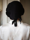bonnet de nuit charlotte soie noir avec ruban 19 mommes