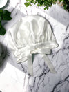 bonnet de nuit charlotte en soie blanc avec ruban 19 mommes