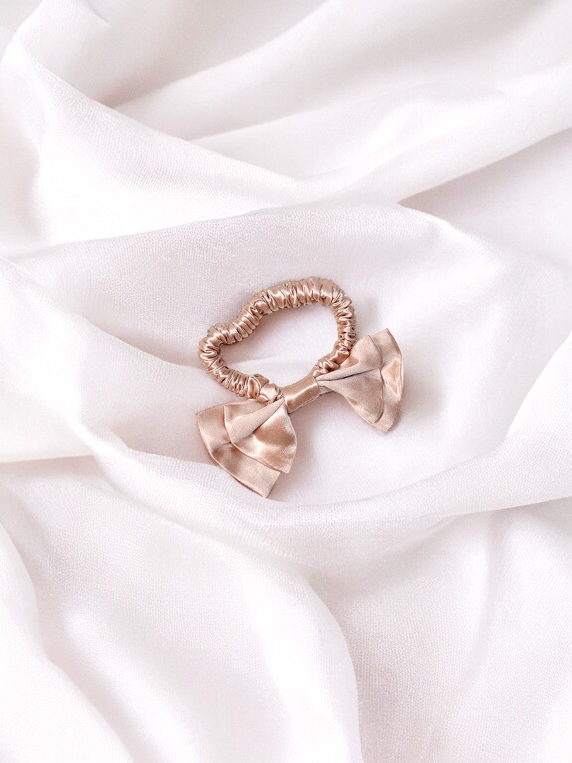 chouchou fin avec nœud 22 mommes rose claire style lolita  