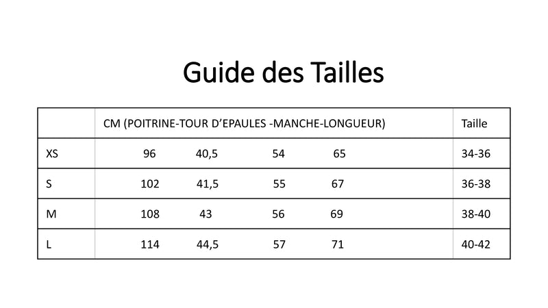 guide des tailles 