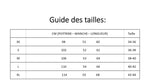 guide des tailles pour chemise de pyjama en soie 