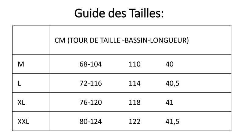 guide des tailles pour short en soie homme Liberte