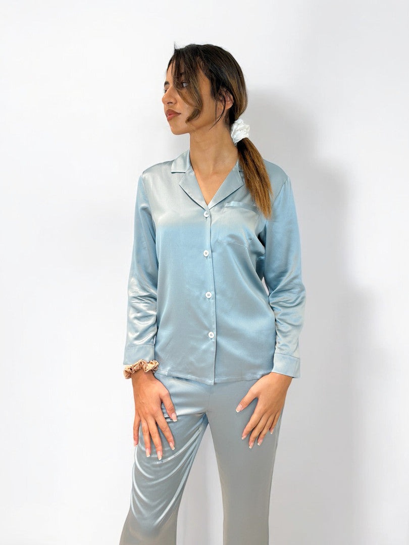 pyjama pour femme en soie 22 mommes bleu claire
