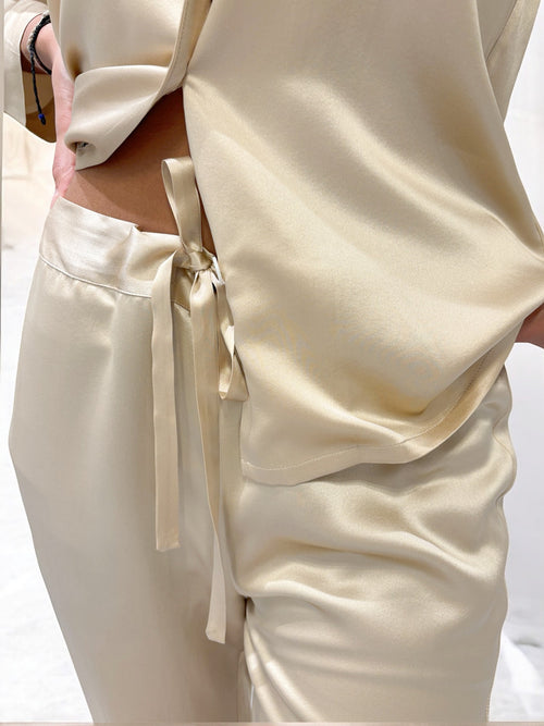 pantalon de pyjama en soie femme 22 mommes beige 