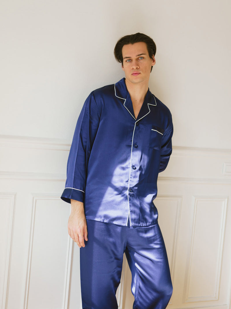 pyjama homme en soie bleu 19 mommes