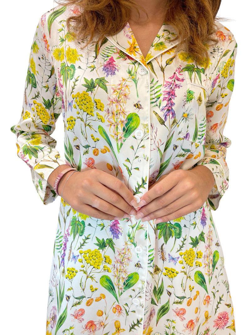 robe de chambre en soie imprime floral