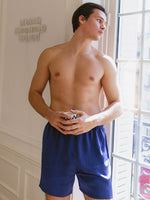 LIBERTE Short en soie pour homme 19 mommes Bleu Marine