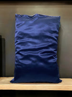 taie oreiller pure soie bleu marine 22 mommes rectangle 4060 cm