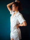 Glamour Bas de pyjama en soie blanc et noir 19 mommes