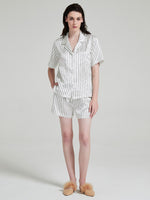 Glamour Bas de pyjama en soie blanc et noir 19 mommes