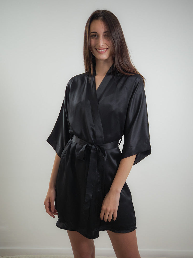 kimono soie noir
