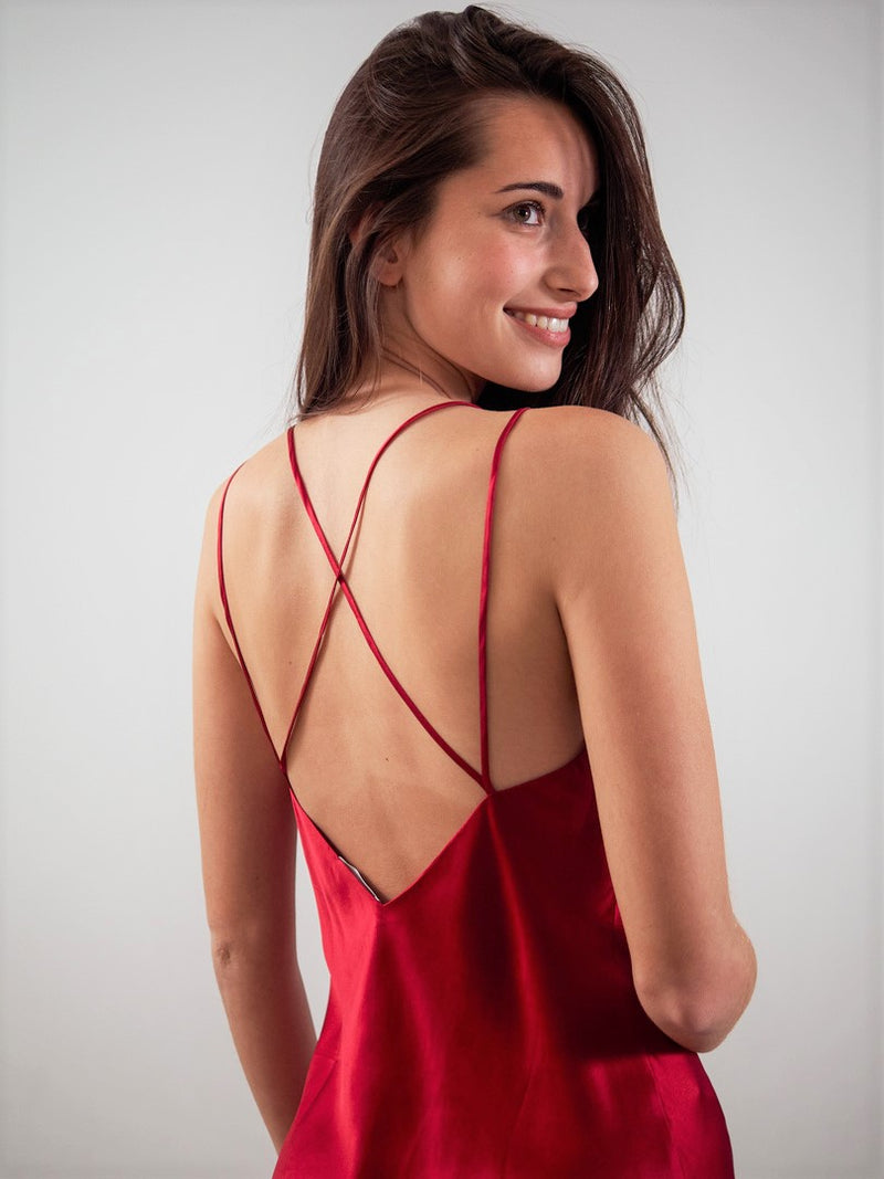 Nuisette femme en soie dos croisé Elégante et Sexy--Quête de Soie